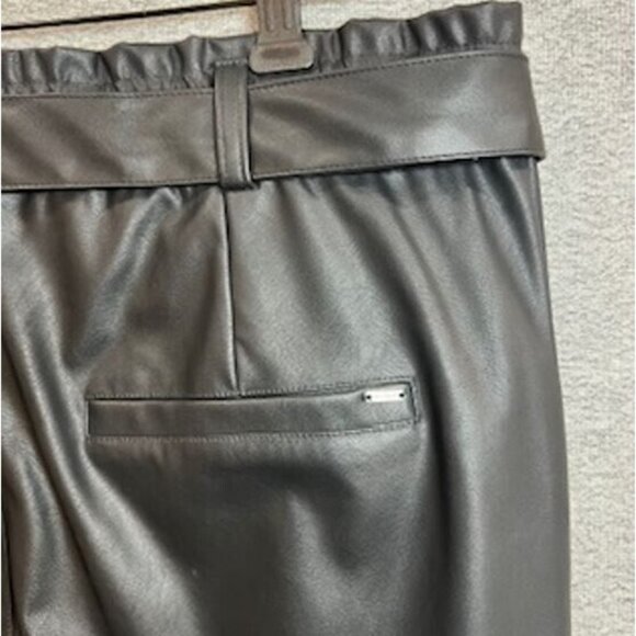 Guess Pants Womens Size Medium Leather Elastic Waist Belted Black High Rise - Picture 5 of 16